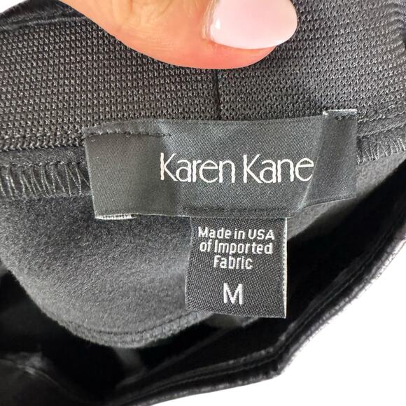 Karen Kane Distressed Black Faux Leather Mid Rise Pull On Leggings Skinny Pants - Picture 6 of 6